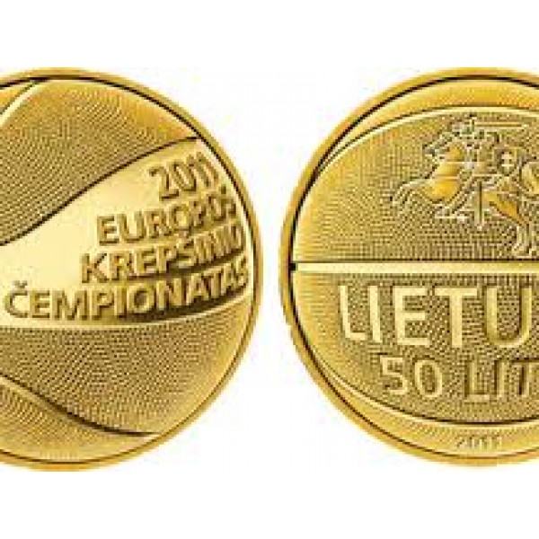 50 litų moneta, skirta krepšiniui